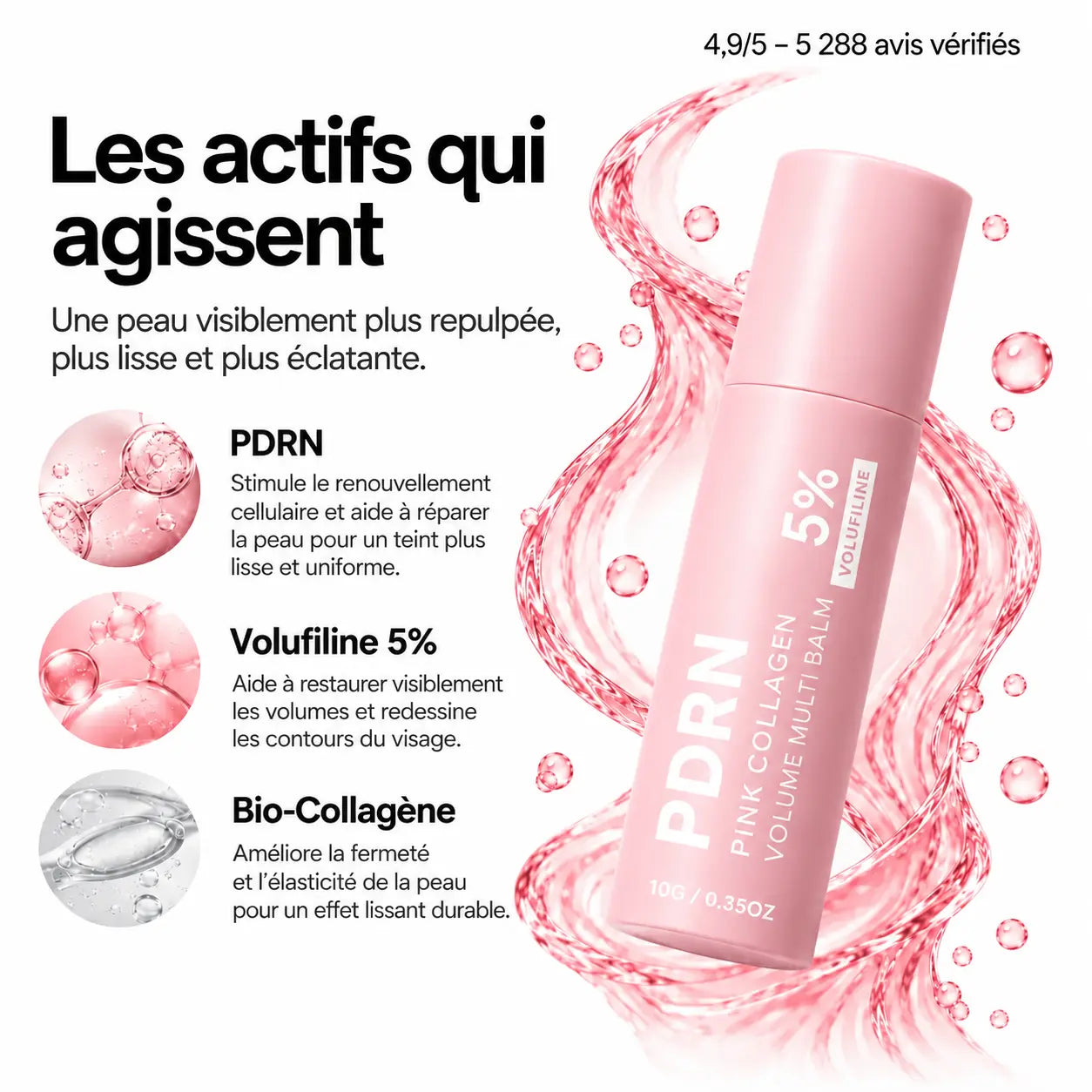 Stick PDRN Volufiline Bio-Collagène - baume anti-âge visage et corps K-Beauty