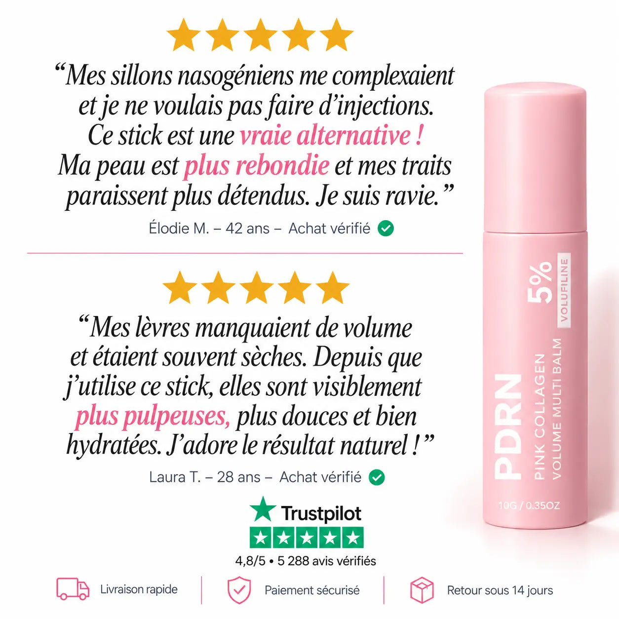 Stick PDRN Volufiline Bio-Collagène - baume anti-âge visage et corps K-Beauty